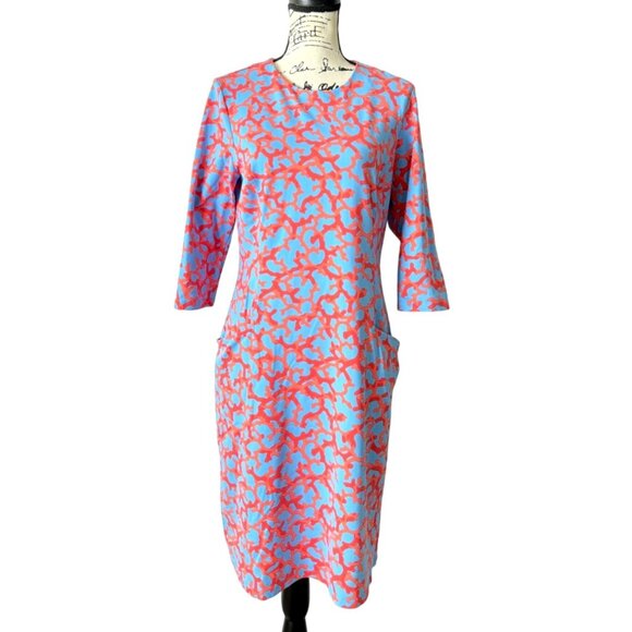 J. McLaughlin Coral Reef Catalyst Dress Abstract Catalina Cloth Womens Size L - Picture 1 of 8